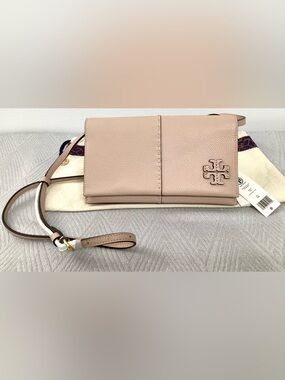 Tory Burch Blush Pink Pebbled Leather Crossbody Wallet. New with tag